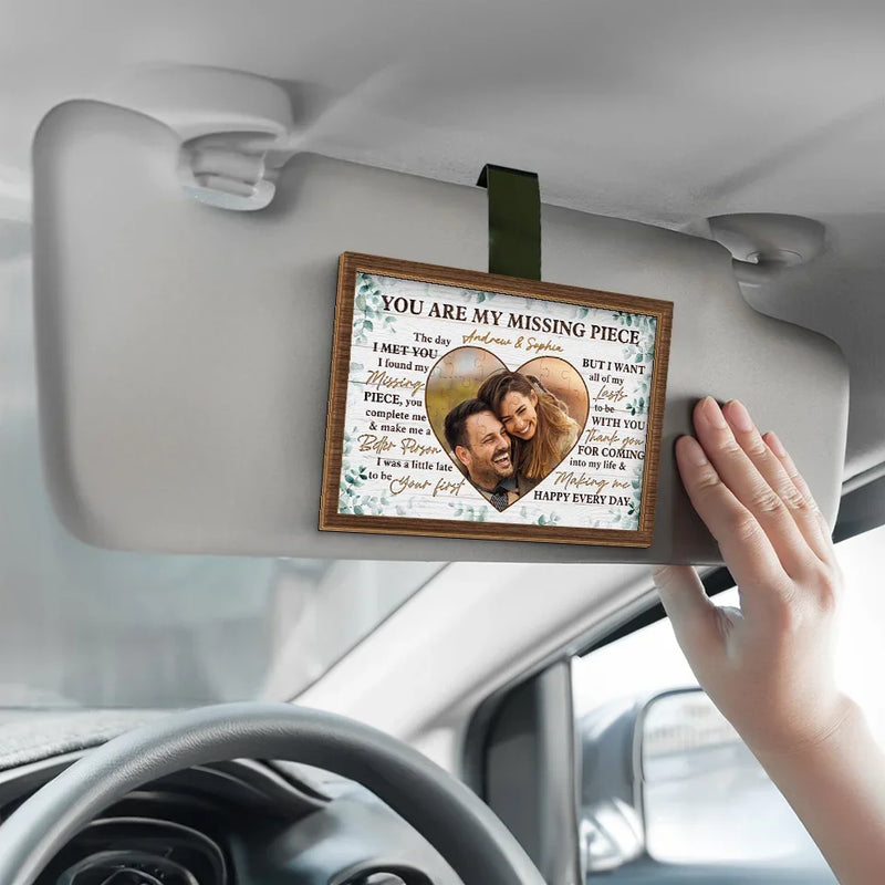 Custom Photo We Are Two Souls With One Heart - Couple Personalized Custom Car Visor Clip - Gift For Husband Wife, Anniversary