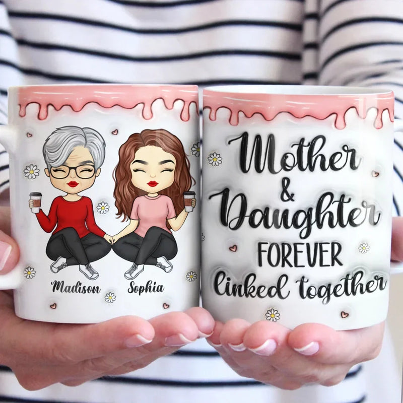 Sips And Secrets With Mom - Family Personalized Custom 3D Inflated Effect Printed Mug - Gift For Mom, Daughter