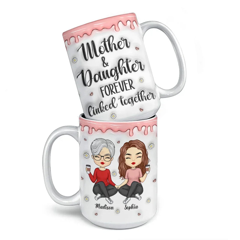 Sips And Secrets With Mom - Family Personalized Custom 3D Inflated Effect Printed Mug - Gift For Mom, Daughter