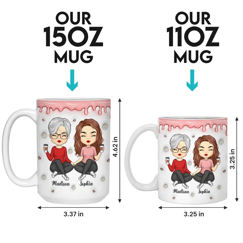 Sips And Secrets With Mom - Family Personalized Custom 3D Inflated Effect Printed Mug - Gift For Mom, Daughter