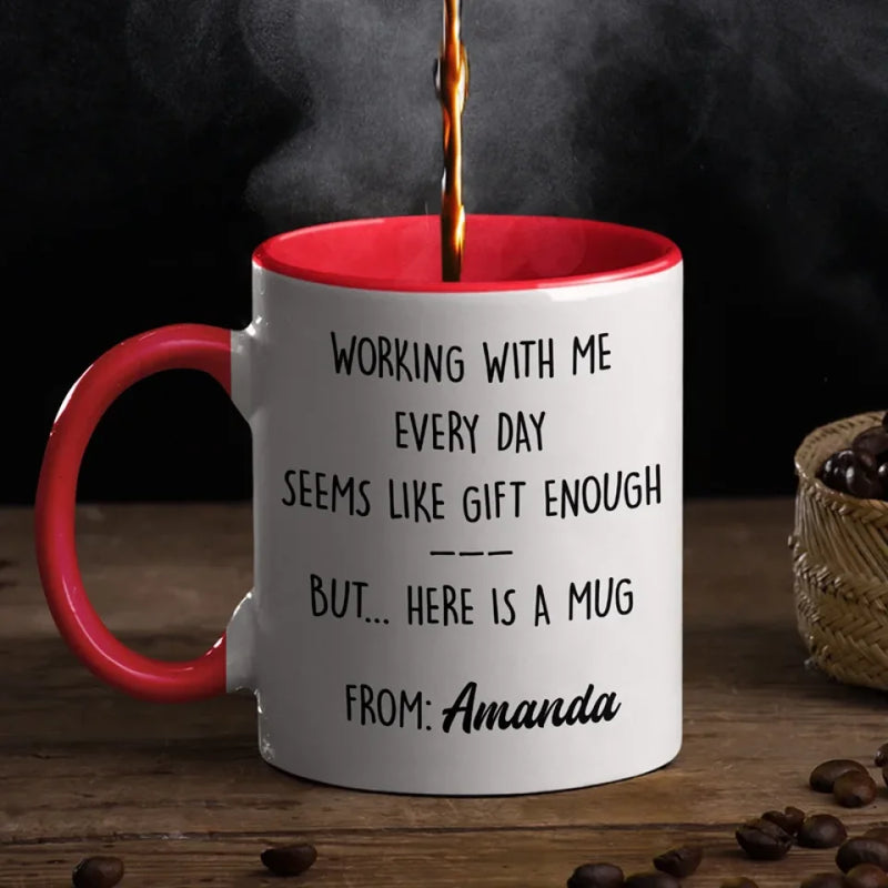 Office Views And Endless Brews - Coworker Personalized Custom Accent Mug - Gift For Coworkers, Work Friends, Colleagues
