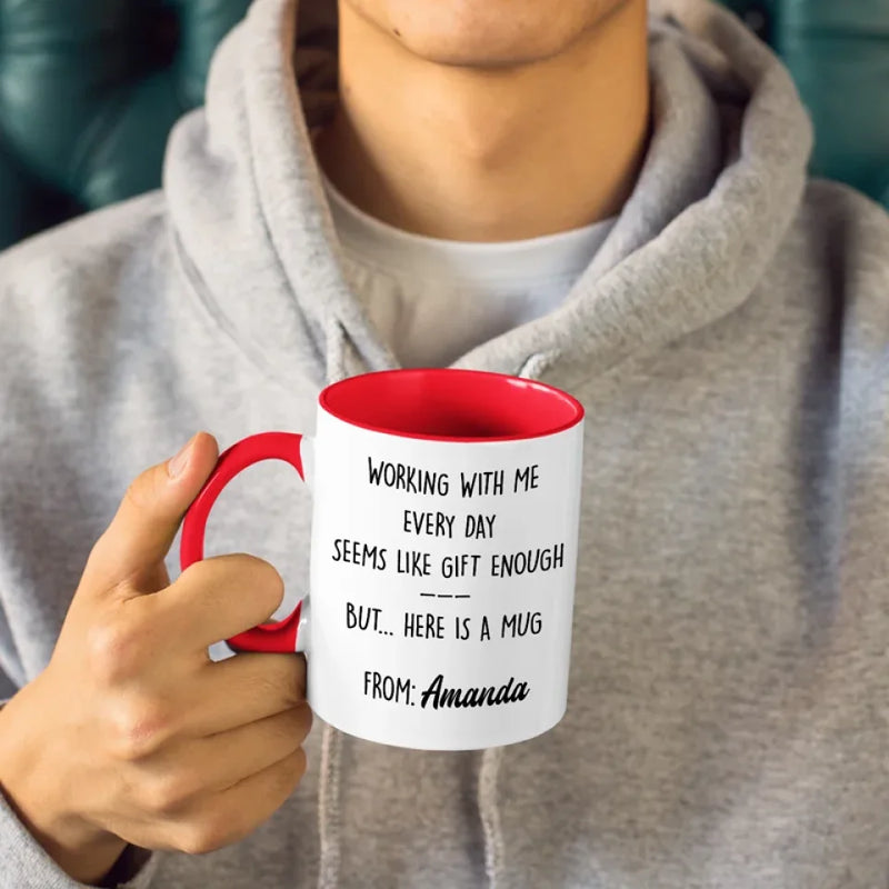 Office Views And Endless Brews - Coworker Personalized Custom Accent Mug - Gift For Coworkers, Work Friends, Colleagues