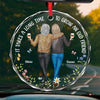 It Takes A Long Time To Grow Old Friends - Bestie Personalized Custom Round Glass Ornament Car Hanger - Gift For Best Friends, BFF, Sisters