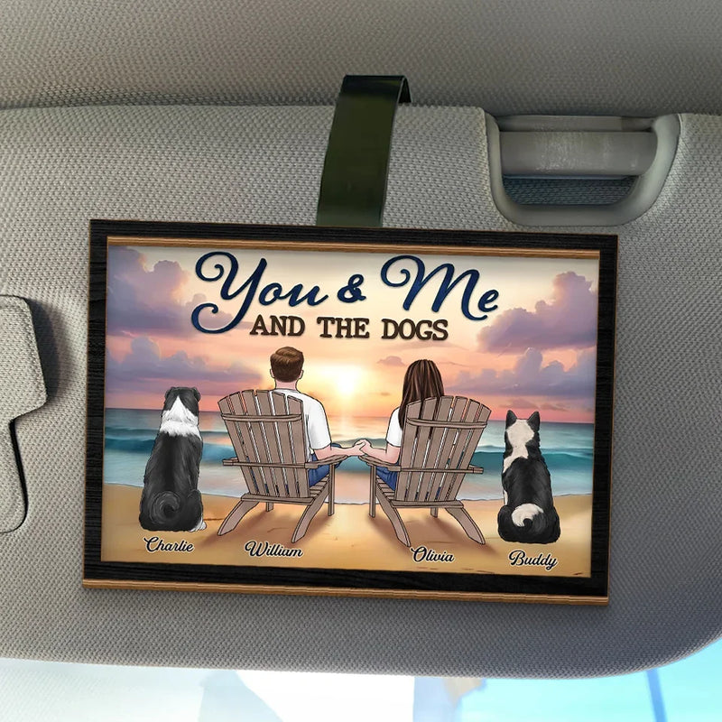 Home Is Wherever I’m With You And Our Furry Friend - Dog & Cat Personalized Custom Car Visor Clip - Gift For Couples, Pet Owners, Pet Lovers