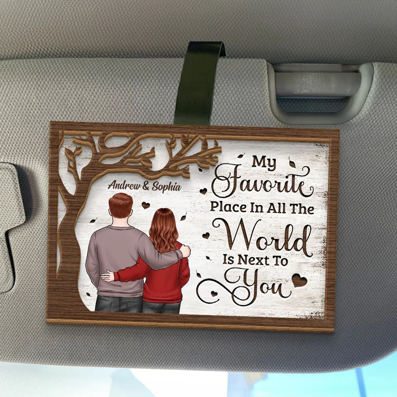 Together Is My Favorite Place To Be - Couple Personalized Custom Car Visor Clip - Gift For Husband Wife, Anniversary