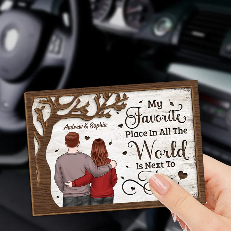 Together Is My Favorite Place To Be - Couple Personalized Custom Car Visor Clip - Gift For Husband Wife, Anniversary