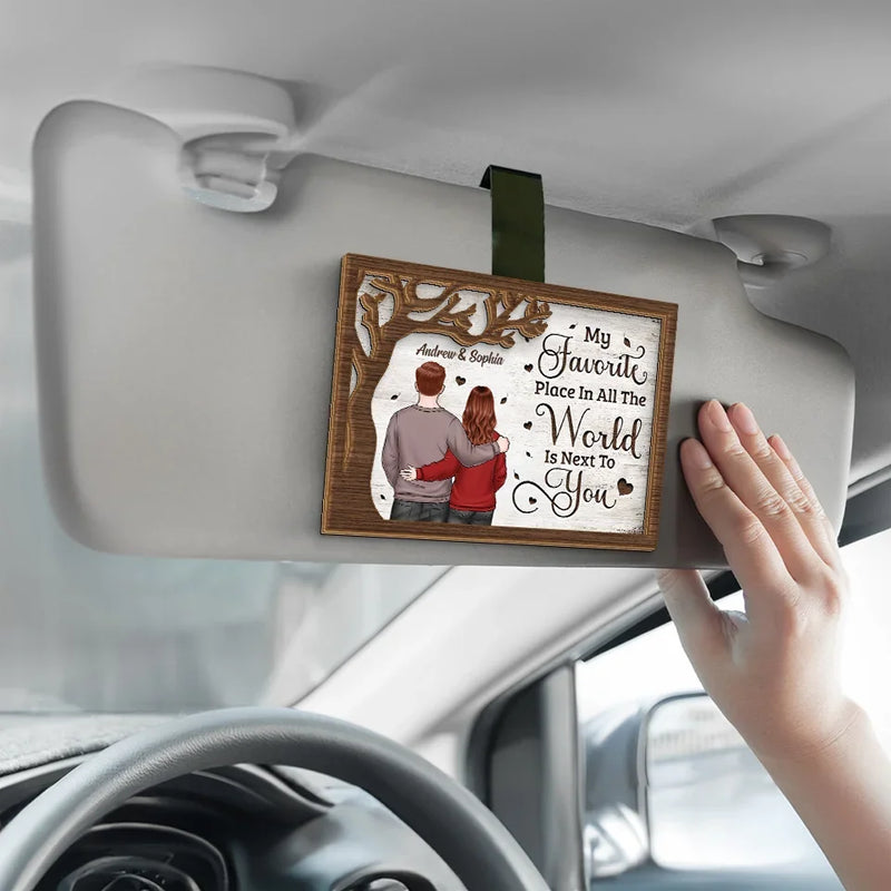 Together Is My Favorite Place To Be - Couple Personalized Custom Car Visor Clip - Gift For Husband Wife, Anniversary