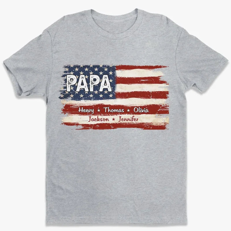 Custom American Flag Unisex T-shirt, Hoodie - Personalized America 250th Anniversary Father's Day Birthday Gifts For Dad, Grandpa - Proud To Be American