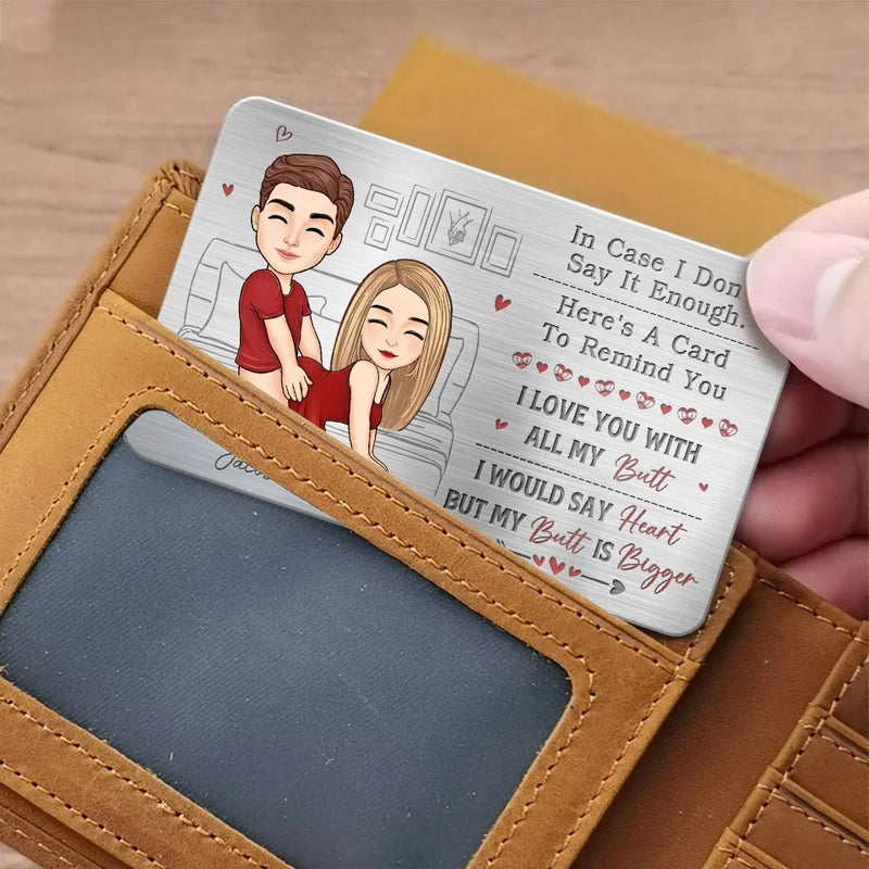 Thanks For Loving All Of Me - Couple Personalized Custom Aluminum Wallet Card - Gift For Husband Wife, Anniversary