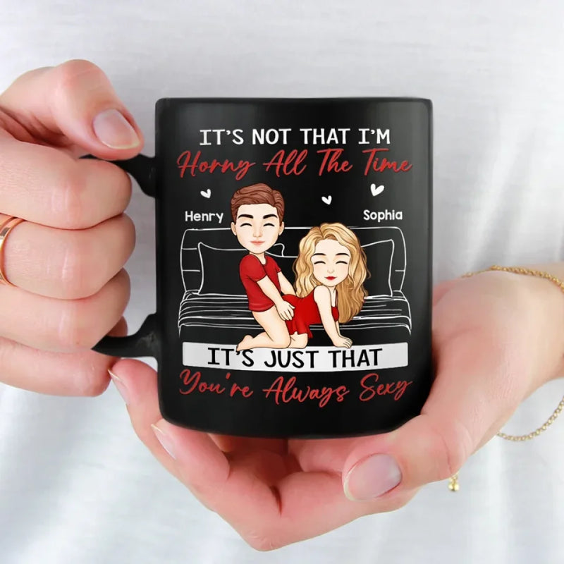 All My Naughty Thoughts Involve Me & You - Couple Personalized Custom Black Mug - Gift For Husband Wife, Anniversary