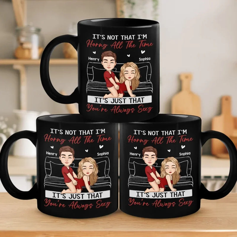 All My Naughty Thoughts Involve Me & You - Couple Personalized Custom Black Mug - Gift For Husband Wife, Anniversary