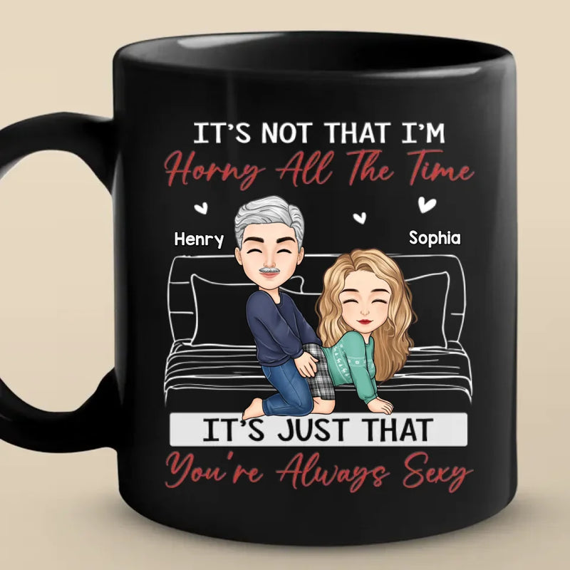 All My Naughty Thoughts Involve Me & You - Couple Personalized Custom Black Mug - Gift For Husband Wife, Anniversary