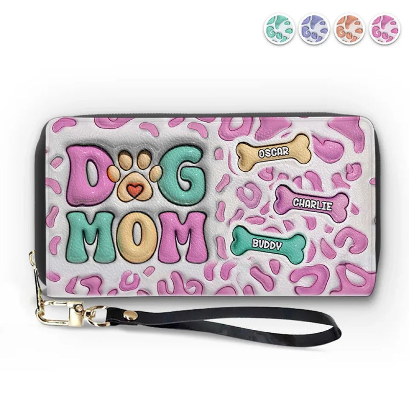 Happiness Is A Bone And A Wagging Tail - Dog Personalized Custom 3D Inflated Effect Printed Leather Long Wallet -  Gift For Pet Owners, Pet Lovers