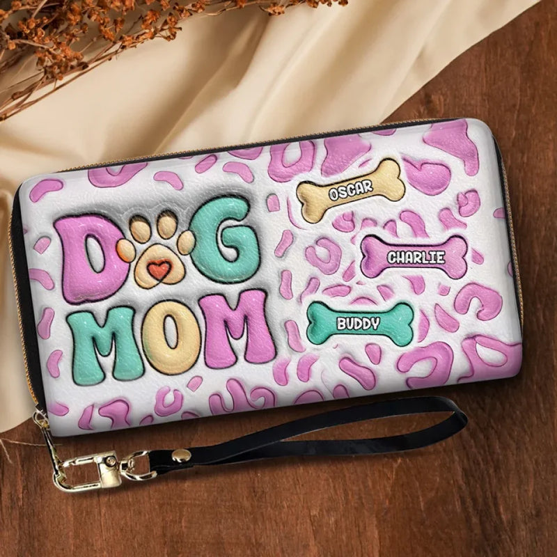 Happiness Is A Bone And A Wagging Tail - Dog Personalized Custom 3D Inflated Effect Printed Leather Long Wallet -  Gift For Pet Owners, Pet Lovers