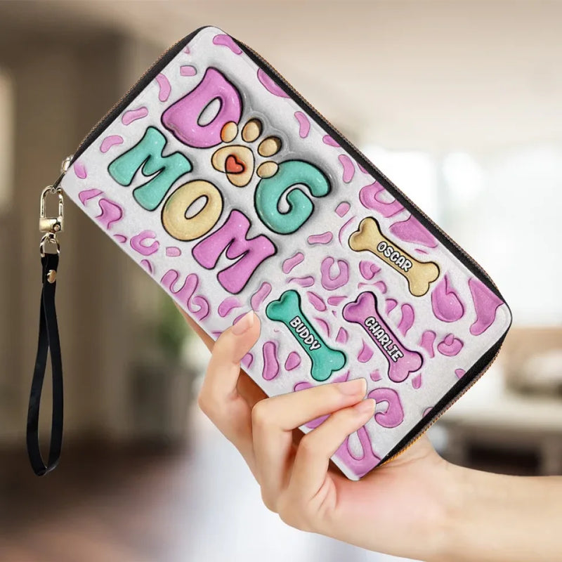 Happiness Is A Bone And A Wagging Tail - Dog Personalized Custom 3D Inflated Effect Printed Leather Long Wallet -  Gift For Pet Owners, Pet Lovers
