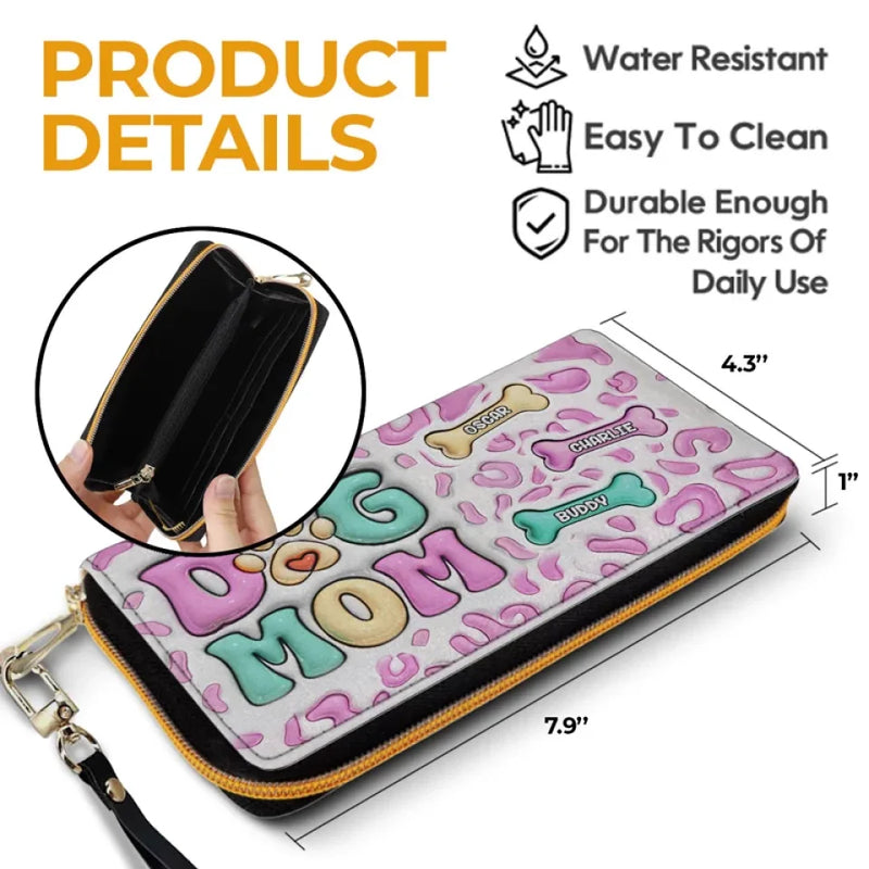 Happiness Is A Bone And A Wagging Tail - Dog Personalized Custom 3D Inflated Effect Printed Leather Long Wallet -  Gift For Pet Owners, Pet Lovers