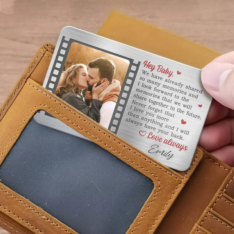 Custom Photo I Love You More Than Anything - Couple Personalized Custom Aluminum Wallet Card - Gift For Husband Wife, Anniversary
