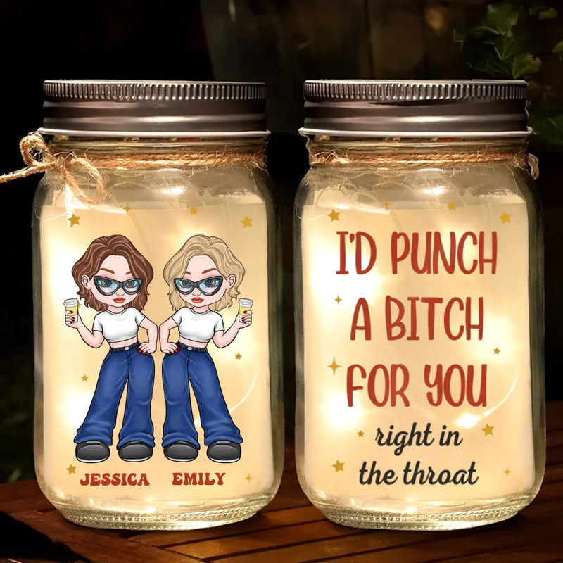 Partners In Crime And Everything Fine - Bestie Personalized Custom Mason Jar Light - Christmas Gift For Best Friends, BFF, Sisters