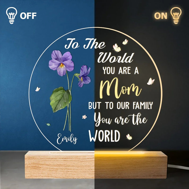 The World’s Most Beautiful Flower Is Called Mom - Family  Personalized Custom Shaped 3D LED Light - Gift For Mom, Daughter