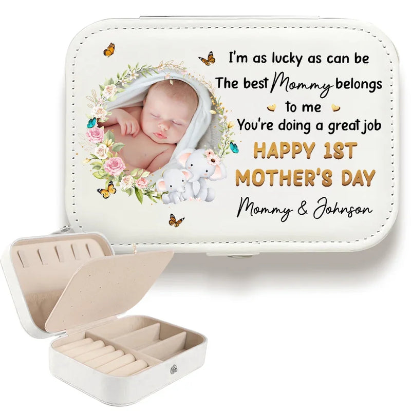 Custom Photo The Best Mom Belongs To Me - Family Personalized Custom Jewelry Case - Mother's Day, Gift For Mom, Grandma