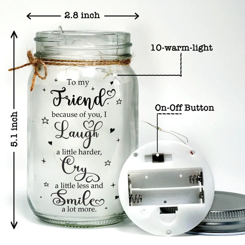 Always Better Together - Bestie Personalized Custom Mason Jar Light - Gift For Best Friends, BFF, Sisters
