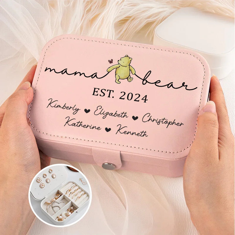 Mama Bear - Family Personalized Custom Jewelry Case - Gift For Mom, Grandma