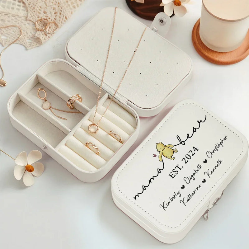 Mama Bear - Family Personalized Custom Jewelry Case - Gift For Mom, Grandma