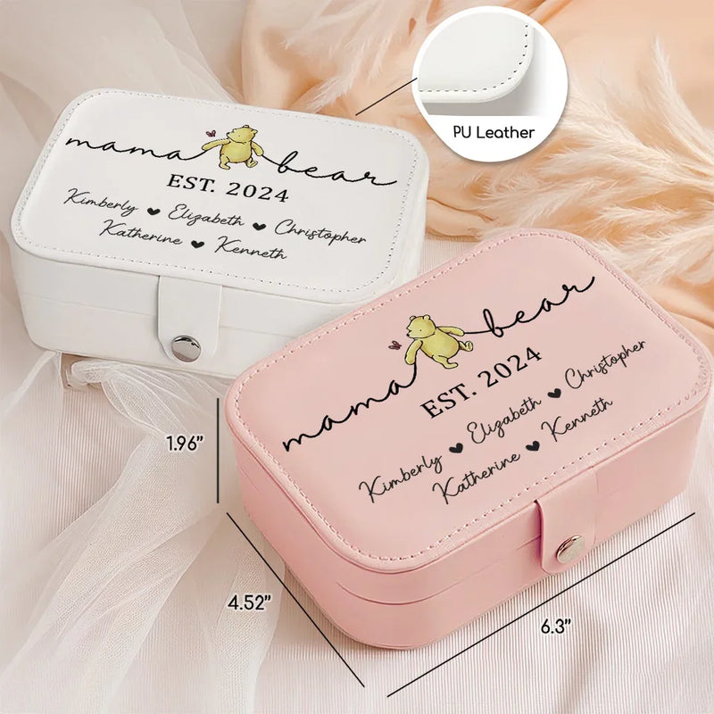 Mama Bear - Family Personalized Custom Jewelry Case - Gift For Mom, Grandma