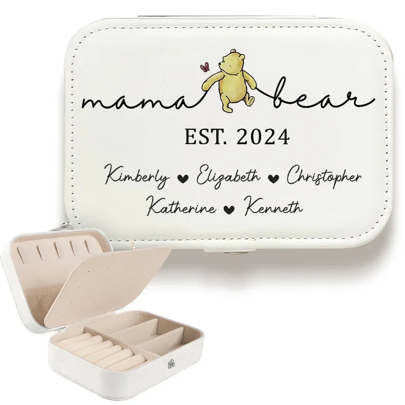 Mama Bear - Family Personalized Custom Jewelry Case - Gift For Mom, Grandma