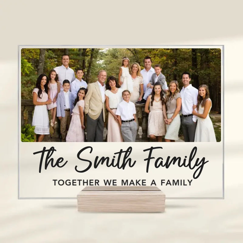 Custom Photo A Family Stitched Together With Love - Family Personalized Custom Rectangle Shaped Acrylic Plaque - Gift For Family Members