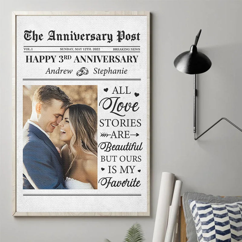 Custom Photo All Love Stories Are Beautiful But Ours Is My Favorite - Couple Personalized Custom Vertical Poster - Gift For Husband Wife, Anniversary
