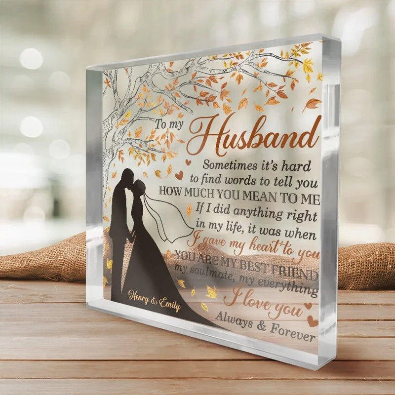 Never Forget That I Love You - Couple Personalized Custom Square Shaped Acrylic Plaque - Gift For Husband Wife, Anniversary