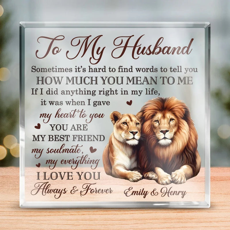 Our Love Is Fierce, Like A Lion’s Heart - Couple Personalized Custom Square Shaped Acrylic Plaque - Gift For Husband Wife, Anniversary