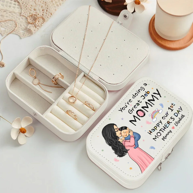 You're Doing A Great Job - Family Personalized Custom Jewelry Case - Baby Shower Gift, Gift For First Mom