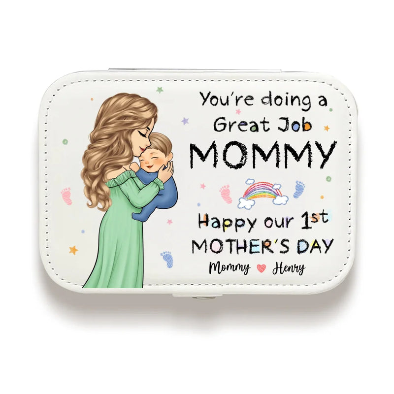 You're Doing A Great Job - Family Personalized Custom Jewelry Case - Baby Shower Gift, Gift For First Mom