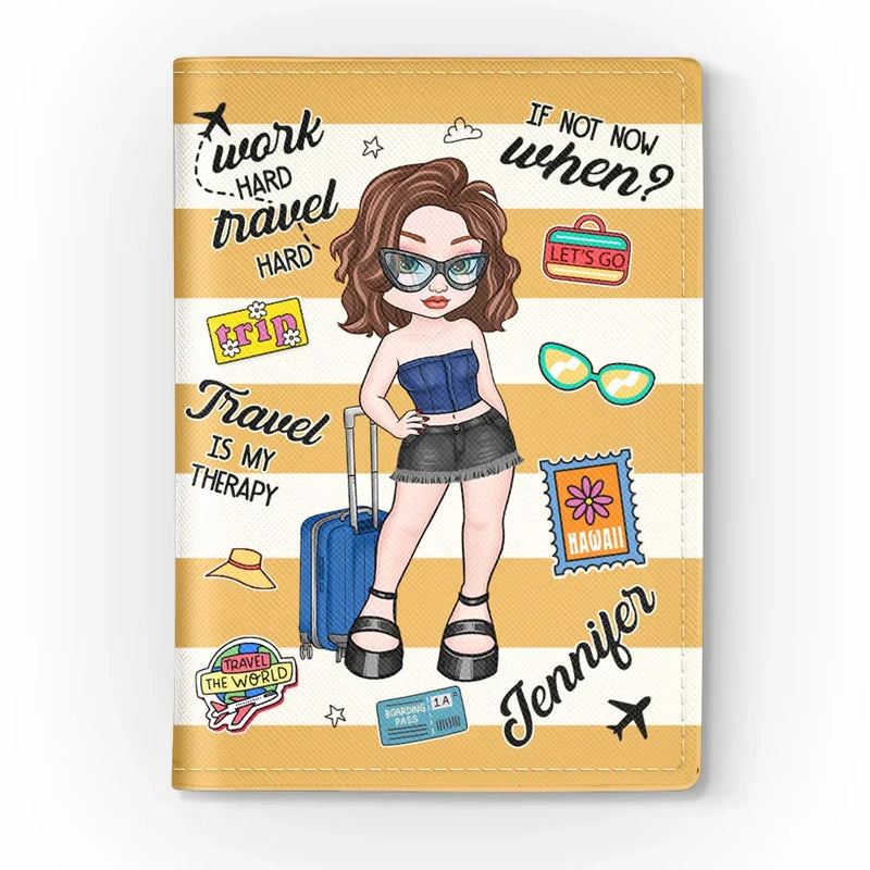 Travel Is The Therapy I Need To Reset - Travel Personalized Custom Passport Cover, Passport Holder - Holiday Vacation Gift, Gift For Adventure Travel Lovers