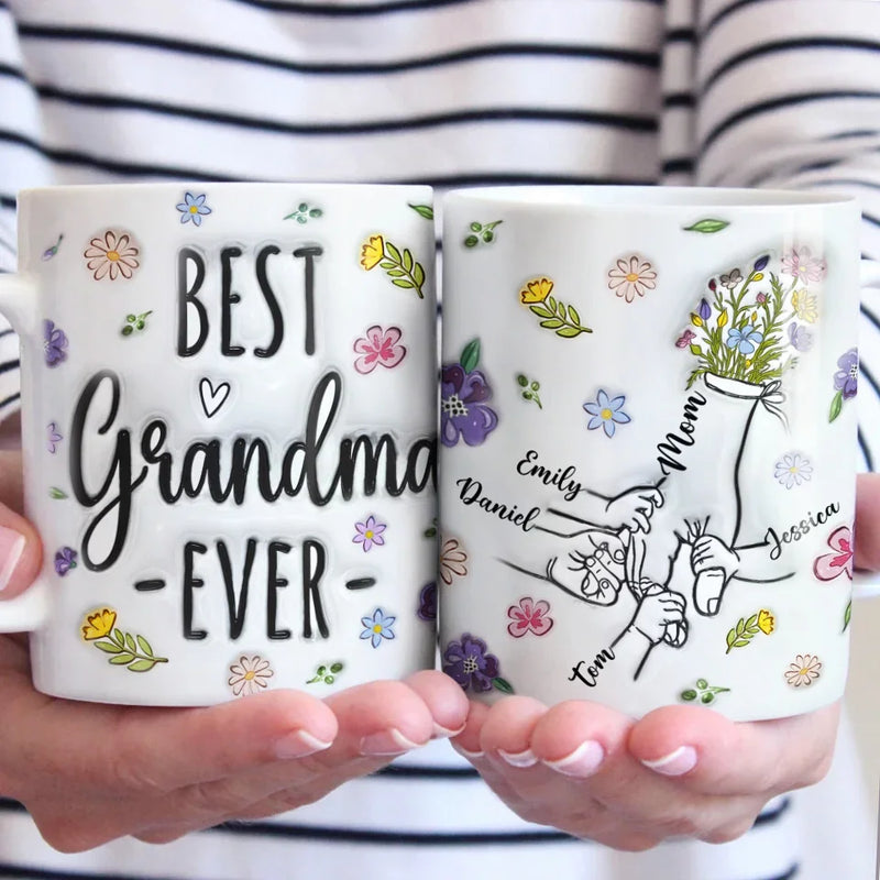 Her Hand, My Anchor In The Storm - Family Personalized Custom 3D Inflated Effect Printed Mug - Gift For Mom, Grandma