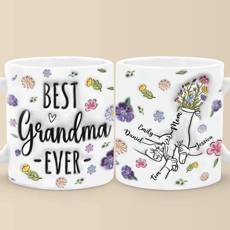 Her Hand, My Anchor In The Storm - Family Personalized Custom 3D Inflated Effect Printed Mug - Gift For Mom, Grandma