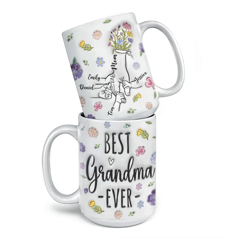Her Hand, My Anchor In The Storm - Family Personalized Custom 3D Inflated Effect Printed Mug - Gift For Mom, Grandma