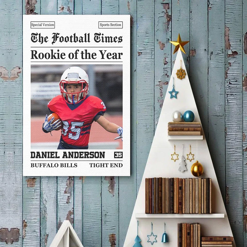 Custom Photo Rookie Today, Champion Tomorrow - American Football Personalized Custom Vertical Poster - Gift For Sport Lovers, Sport Players