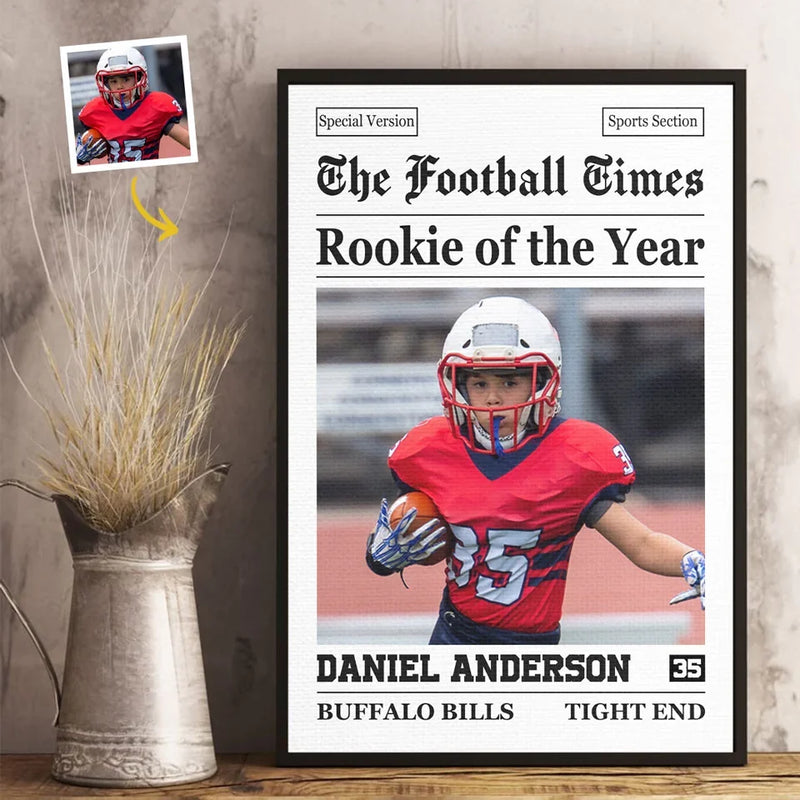Custom Photo Rookie Today, Champion Tomorrow - American Football Personalized Custom Vertical Poster - Gift For Sport Lovers, Sport Players