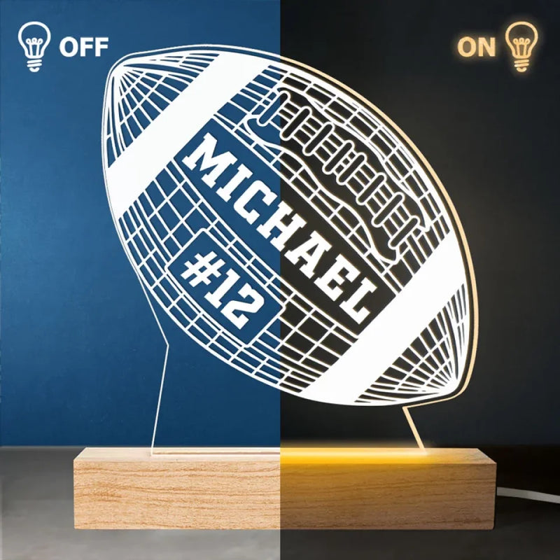 Play Hard, Shine Brighter - Personalized Custom Shaped 3D LED Light - Gift For Sport Lovers, Sport Players