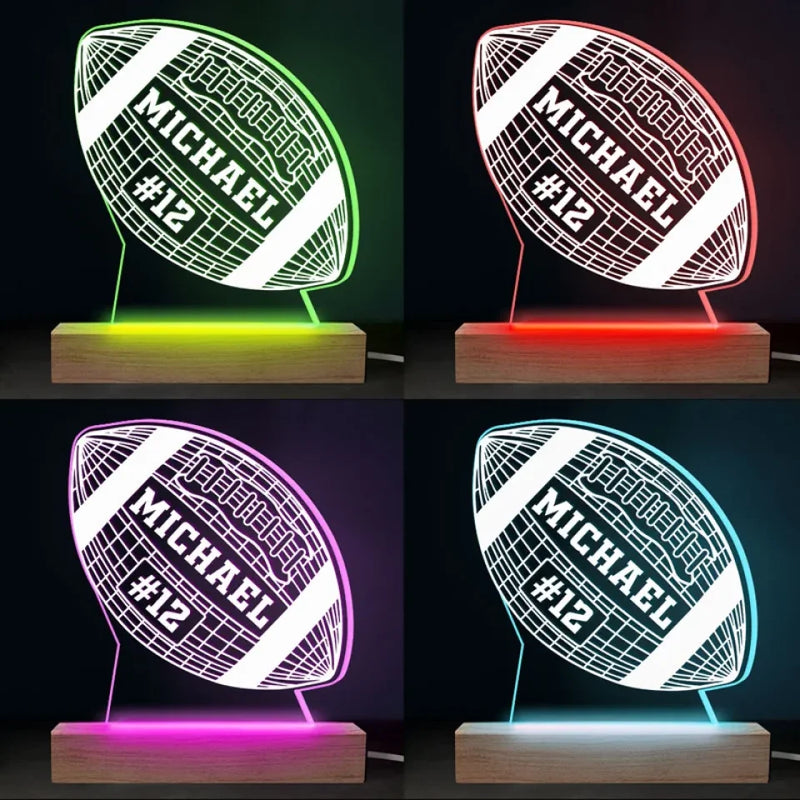 Play Hard, Shine Brighter - Personalized Custom Shaped 3D LED Light - Gift For Sport Lovers, Sport Players