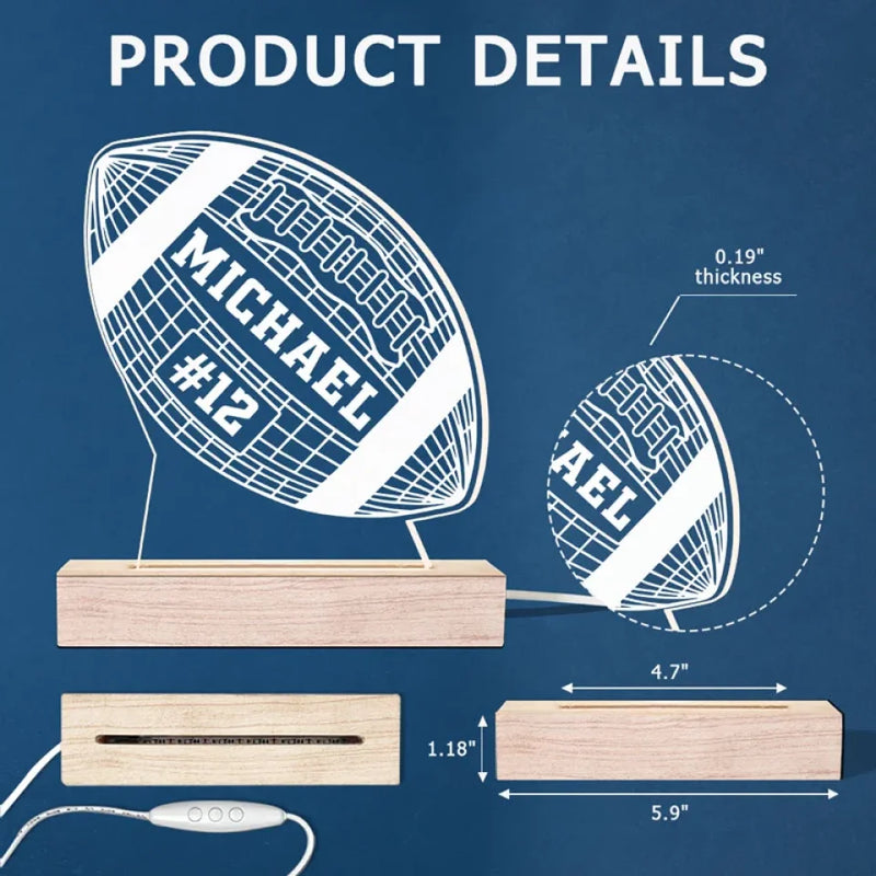 Play Hard, Shine Brighter - Personalized Custom Shaped 3D LED Light - Gift For Sport Lovers, Sport Players