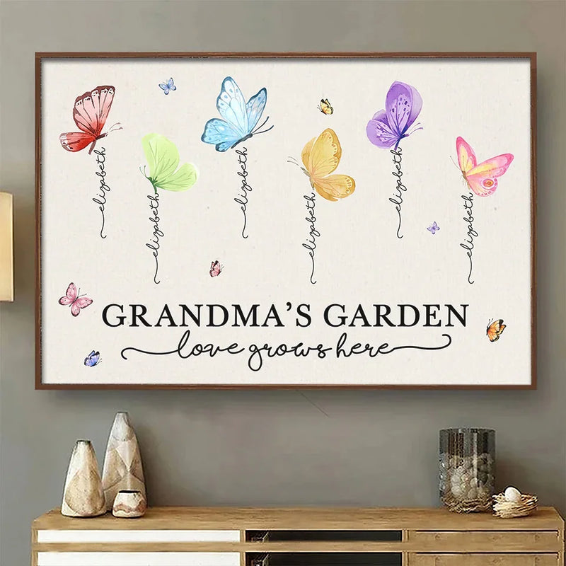 Love Grown In Grandma's Garden - Family Personalized Custom Horizontal Poster - Gift For Mom, Grandma