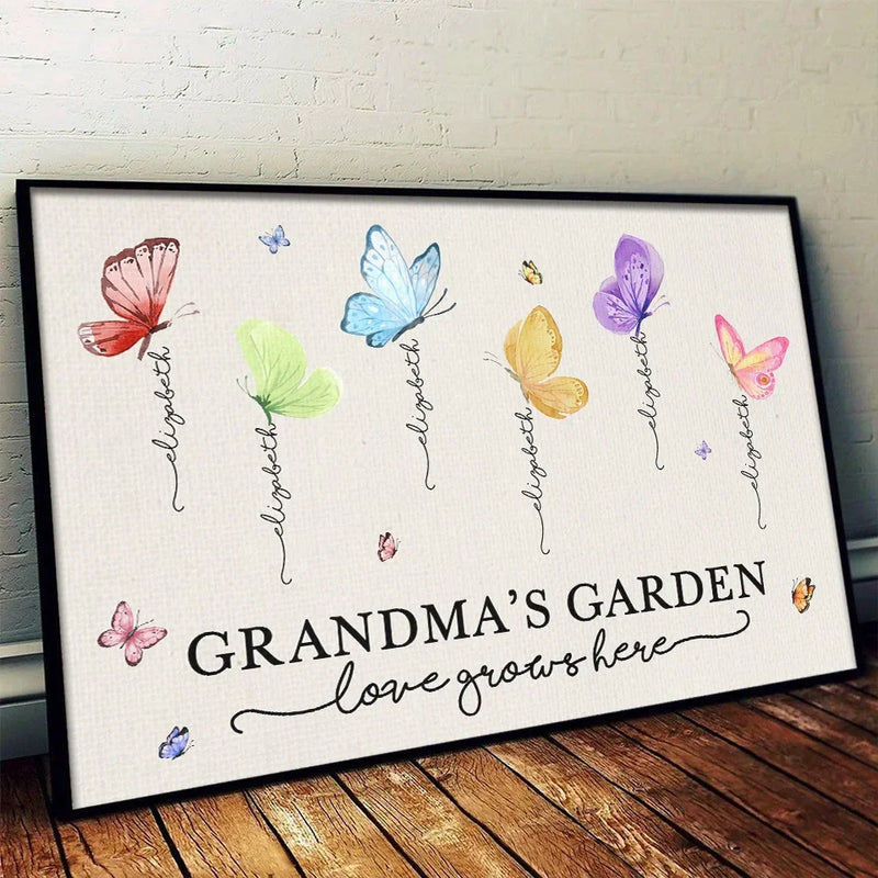 Love Grown In Grandma's Garden - Family Personalized Custom Horizontal Poster - Gift For Mom, Grandma