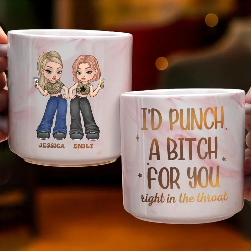 I Love My Crazy Best Friends - Bestie Personalized Custom Marble Mug - Gift For Best Friends, BFF, Sisters