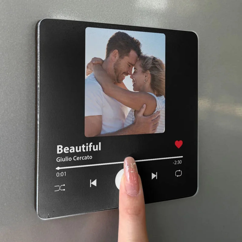 Custom Photo Better Together - Couple Personalized Custom Music Fridge Magnet That Can Play Songs - Gift For Husband Wife, Anniversary