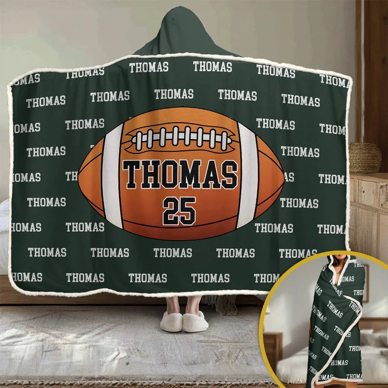Eat, Sleep, Football, Repeat - Personalized Custom Snuggle Blanket, Hoodie Blanket - Gift For Sport Lovers, Sport Players