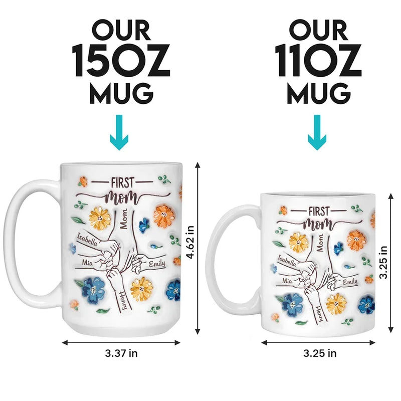 A Grandma’s Heart Is A Mother’s Love Multiplied - Family Personalized Custom 3D Inflated Effect Printed Mug - Gift For Mom, Grandma